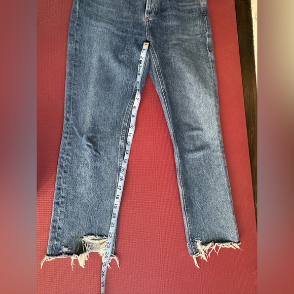 AGOLDE Riley Medium Blue Wash Buttonfly Raw Hem Jeans 25 - Picture 9 of 11